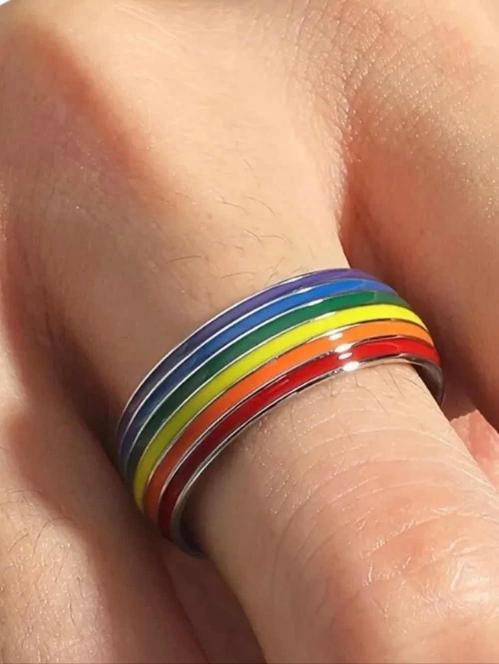New Stainless Steel PRIDE Rainbow  Ring Size 11 - Picture 3 of 4